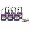 Safety Padlocks - Standard, Purple, KD - Keyed Differently, Steel, 38.10 mm, 6 Piece / Box